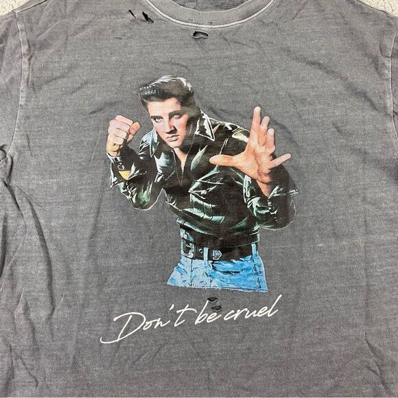 Forever 21 x Elvis Presley Grey Distressed Short Sleeve Limited Edition Size: S - Picture 2 of 14